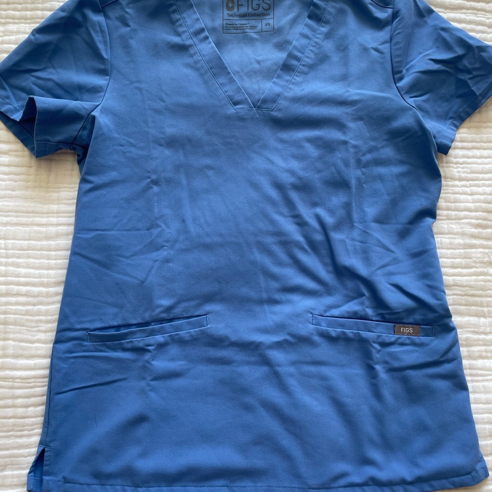 Figs Blue Scrub Top